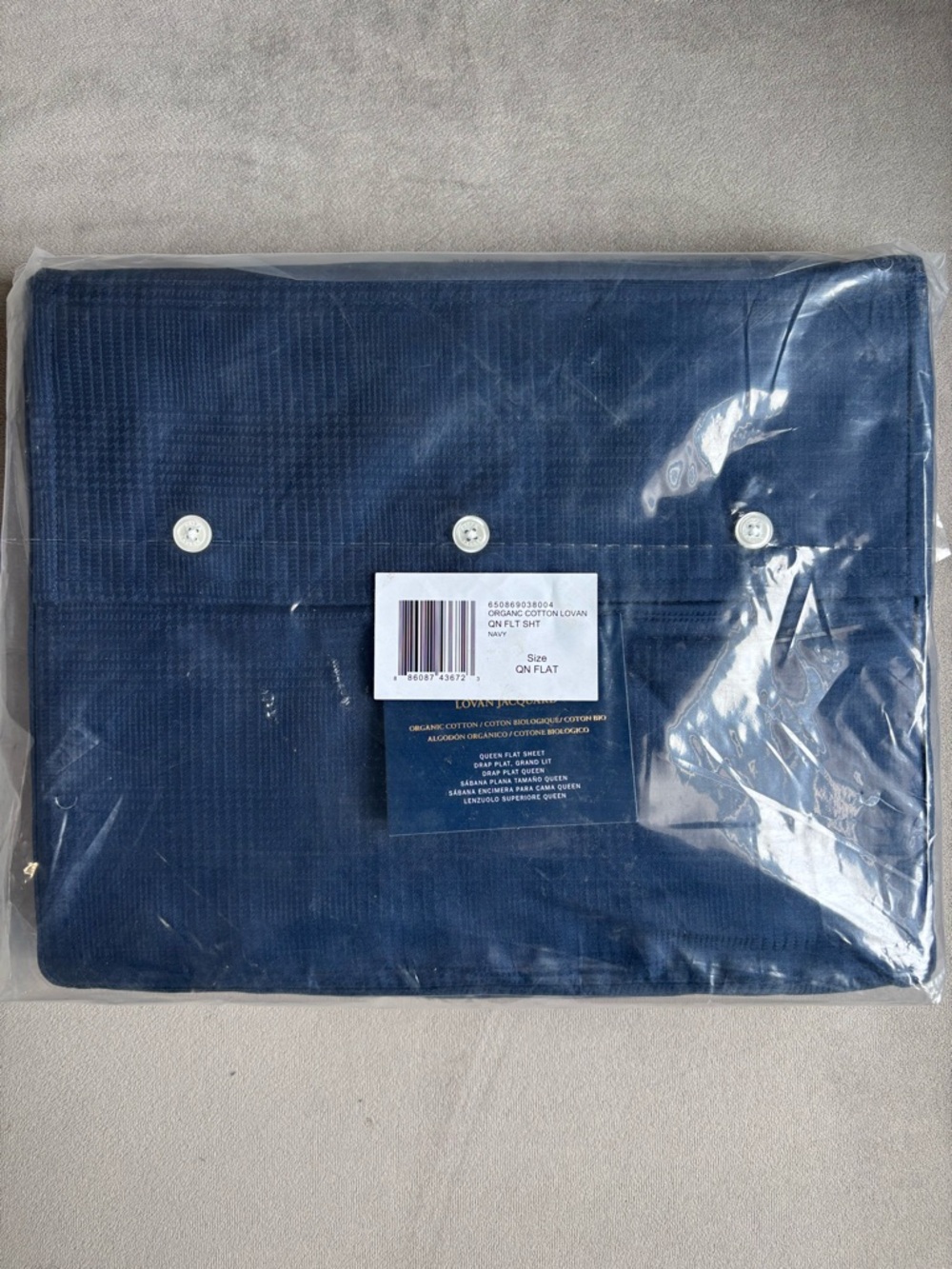 Ralph Lauren Lovan Jacquard Organic Cotton Queen Flat Sheet Navy